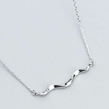 Silver Sterling Wave Zig Zag Sea Surf Necklace, 4 of 6