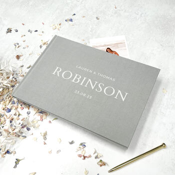 Personalised Wedding Guest Book Linen Hardcover, 9 of 11
