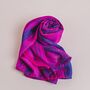 100% Mulberry Silk Scarf, Fuchsia Purple And Blue, thumbnail 7 of 7
