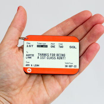 Personalised Train Ticket Keyring For Aunt, 2 of 2