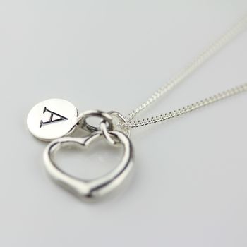Personalised Solid Silver Open Heart Necklace, 2 of 3