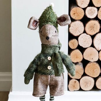 Olive Green Standing Christmas Marcus Mouse, 3 of 4