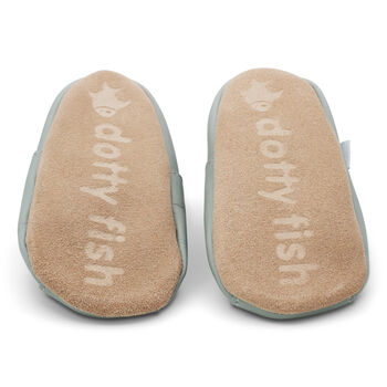Dotty Fish Grey Star Soft Leather Baby Sandals With Barefoot Soles, 6 of 7