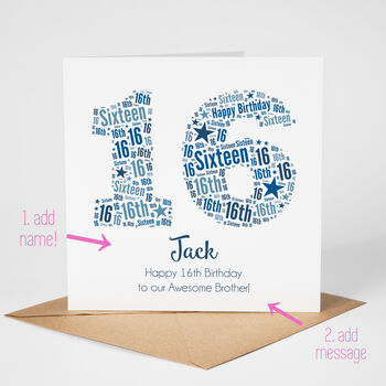 Blue Star Personalised 16th Birthday Card, 2 of 5