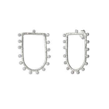 Sterling Silver Shield Crown Textured Molten Earring, 5 of 7