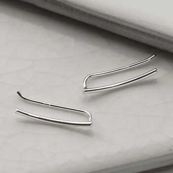 Sterling Silver Tiny Curve Threader Earrings, 4 of 5