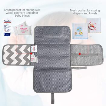 Grey Waterproof Foldable Infant Baby Changing Pad, 2 of 7