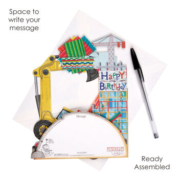 Pop Up 3D Pendulum Moving Digger Birthday Card, 4 of 4