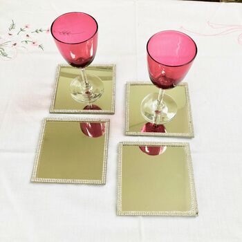 Set Of Four Glass Mirrored Coasters, 2 of 6