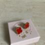 Clover Red Stud Earrings, thumbnail 1 of 4