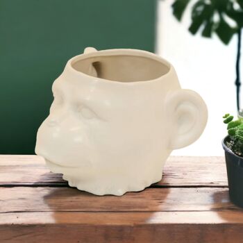 White Monkey Face Ceramic Pot / Vase, 3 of 4
