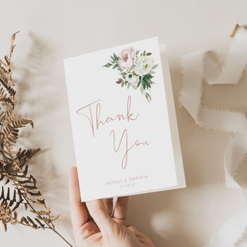 Wedding Thank You Cards Pink And White Peony, 2 of 5