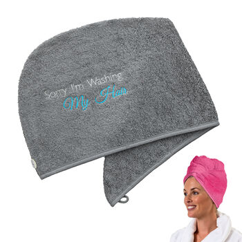 Embroidered Hair Turban Towel With Funny Phrase, 7 of 9