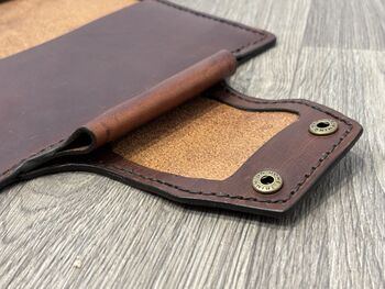 Personalised A5 Luxury Leather Journal Notebook Cover. Spanish Brown, 6 of 12