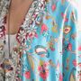 Exotic Floral Viscose Kaftan Jacket With Heavy Cream Fishbone Embroidery, thumbnail 4 of 6