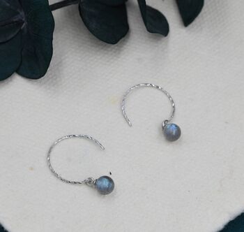 Sterling Silver Genuine Labradorite Dangle Earrings, 2 of 12
