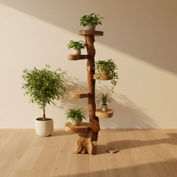Teak Wood Freestanding Shelves Six Shelf Bookcase, 2 of 5