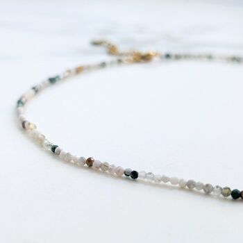 Inner Peace, Balance, Grounding And Abundance Skinny Gemstone Beaded Necklace, 3 of 7