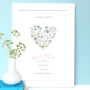 Personalised Button Heart Wedding Print, thumbnail 2 of 3
