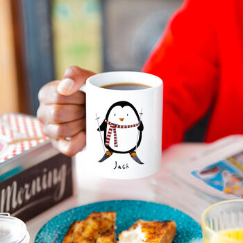 Personalised Couples Penguin Christmas Mug, 3 of 9