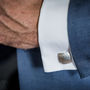 Heritage Hammered Cushion Sterling Silver Cufflinks, thumbnail 2 of 3