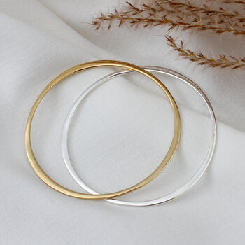 Sterling Silver Or 18ct Gold Plated Flat Bangle, 2 of 4