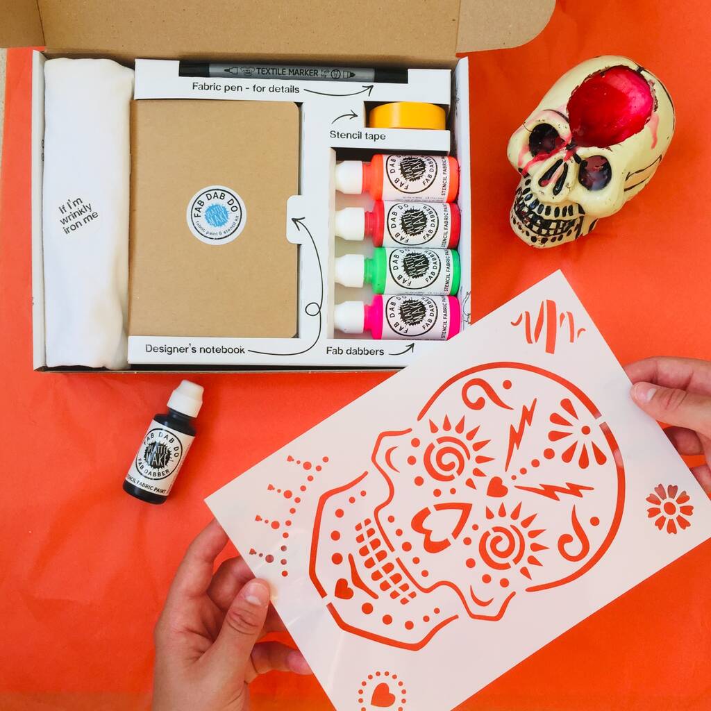 Image of Day Of The Dead T Shirt Printing Halloween Stencil Kit