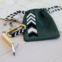 Carabiner Keyring And Personalised Leather Pouch, Green, thumbnail 3 of 6