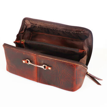 Personalised Snaffle Bit Leather Washbag, 9 of 10