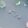 Sterling Silver Delicate Tiny Three Ball Huggie Hoop Earrings, thumbnail 7 of 12