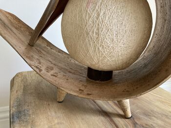 Handmade Coconut Leaf Table Lamp – Natural Cream Light, 4 of 12