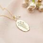 Oval Birth Flower Personalised Necklace, thumbnail 1 of 12