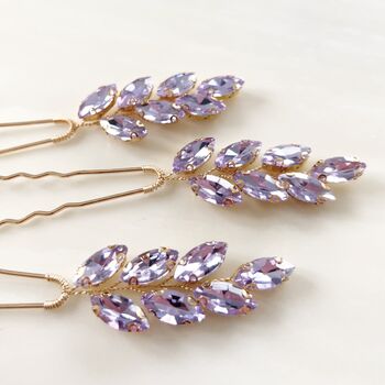 Large Lilac Crystal Hair Pins, 5 of 5