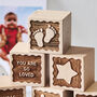 Personalised Christening Gift Scalloped Building Block Keepsake, thumbnail 2 of 5