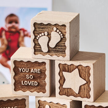 Personalised Christening Gift Scalloped Building Block Keepsake, 2 of 5