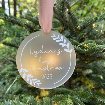 Baby's First Frosted Acrylic Christmas Decoration, 4 of 6