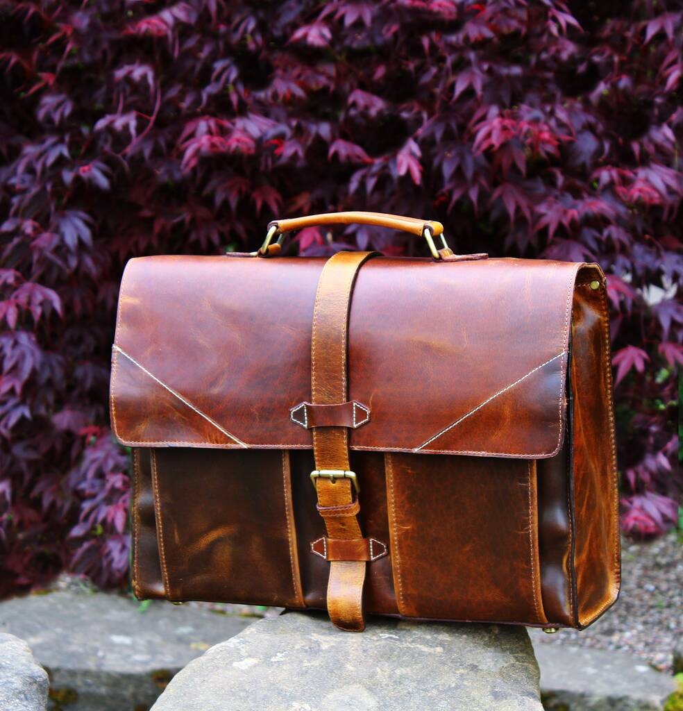 Personalised Mens Leather Briefcase Gift For Him By Kalating Leather UK ...