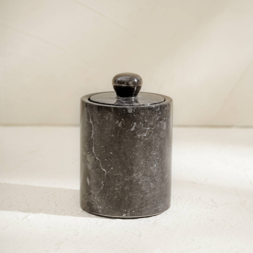 Black Marble Container With Lid By Coastal Villa Homeware