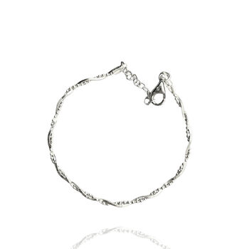 Sterling Silver Twisted Beaded Chain Bracelet, 8 of 8