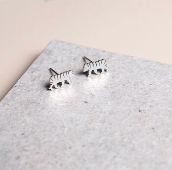 Sterling Silver Tiger Stud Earrings, 6 of 8