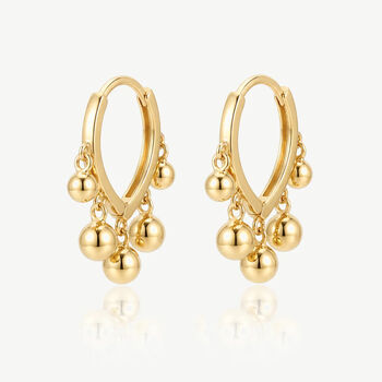 Gold Bobble Charm Hoop Earrings, 2 of 3
