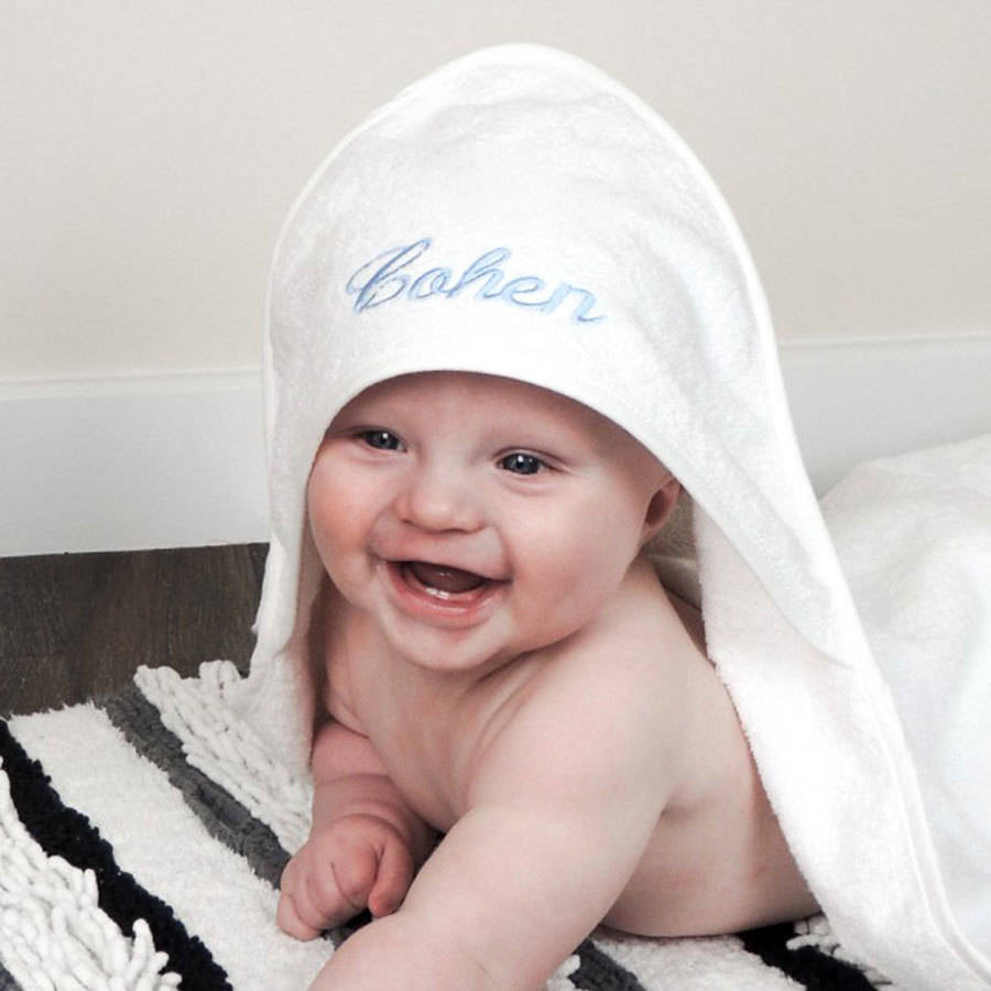 Personalised Embroidered Hooded Baby Towel, 1 of 3