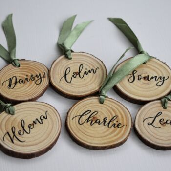Personalised Wood Wedding Favour Place Names X 10, 2 of 8