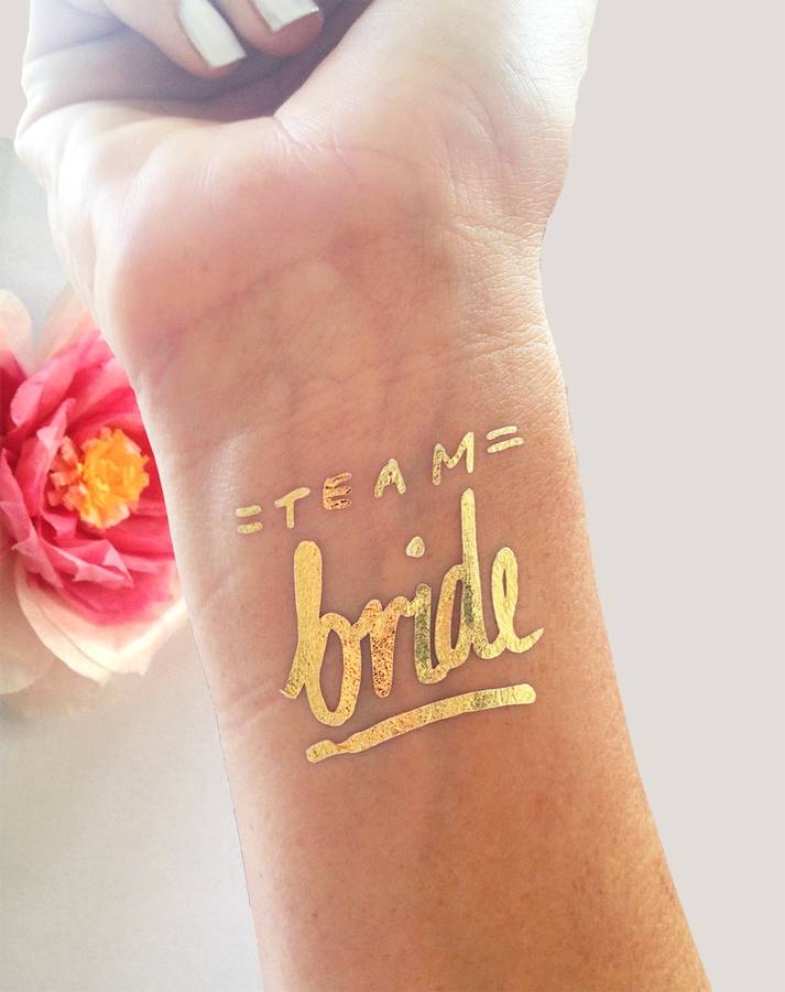 team bride hen party metallic gold temporary tattoo by 