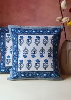 Cobalt Blue Block Printed Cushion Cover Set Of Two, 2 of 2