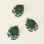 G Decor Set Of Three Green Palm Leaf Tea Light Holders, thumbnail 3 of 6