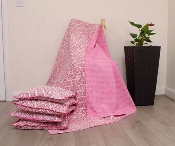 Floral Reversible Kantha Quilt Three Colour Shades, 7 of 7