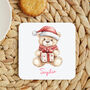 Personalised Teddy Bear Christmas Coaster, thumbnail 2 of 2