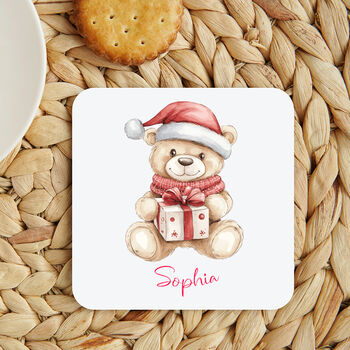 Personalised Teddy Bear Christmas Coaster, 2 of 2