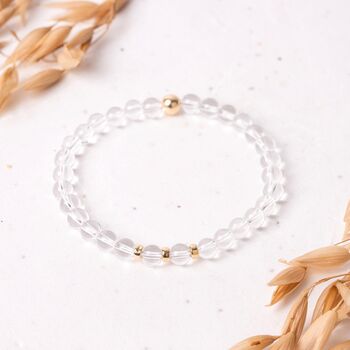 Clear Quartz Bracelet With 6mm Natural Gemstone Beads For Focus And Amplifying Intentions, 2 of 4